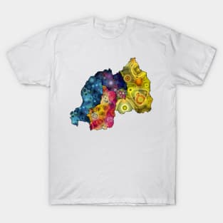 Spirograph Patterned Rwanda Provinces Map T-Shirt